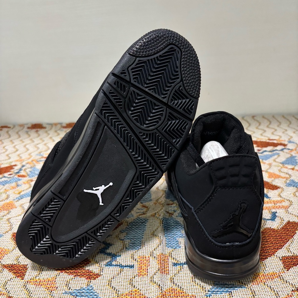 Brand New Retro 4 -Black Cat Men’s  Classic Black Sneakers - Picture 3 of 5